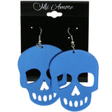 Mi Amore Skull Dangle-Earrings Blue