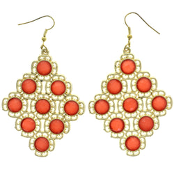 Mi Amore Flower Dangle-Earrings Gold-Tone/Red