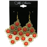 Mi Amore Flower Dangle-Earrings Gold-Tone/Red