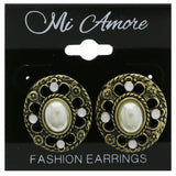 Mi Amore Post-Earrings Gold-Tone/White