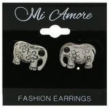Mi Amore Elephant Stud-Earrings Silver-Tone/Black