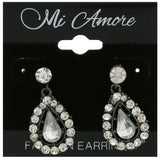 Mi Amore Teardrop Shape Dangle-Earrings Silver-Tone