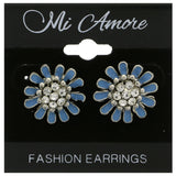 Mi Amore Flower Stud-Earrings Silver-Tone/Blue