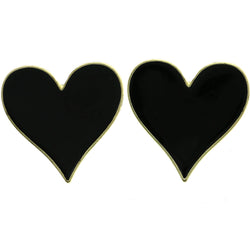Mi Amore Heart Post-Earrings Gold-Tone/Black