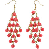 Mi Amore Roses Chandelier-Earrings Gold-Tone/Pink