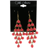 Mi Amore Roses Chandelier-Earrings Gold-Tone/Pink