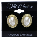 Mi Amore Post-Earrings White/Gold-Tone