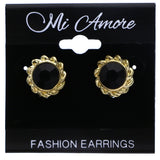 Mi Amore Post-Earrings Black/Gold-Tone