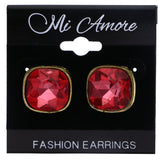 Mi Amore Antiqued Post-Earrings Pink/Gold-Tone