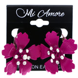Mi Amore Flower Dangle-Earrings Pink/Silver-Tone