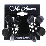 Mi Amore Flower Dangle-Earrings Black/Silver-Tone