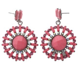 Mi Amore AB Finish   Drop-Dangle-Earrings Pink & Silver-Tone