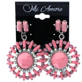 Mi Amore AB Finish   Drop-Dangle-Earrings Pink & Silver-Tone