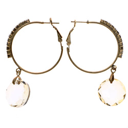 Mi Amore Drop Accent Hoop-Earrings Gold-Tone/Clear
