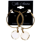 Mi Amore Drop Accent Hoop-Earrings Gold-Tone/Clear
