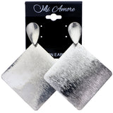 Mi Amore Textured Drop-Dangle-Earrings Silver-Tone