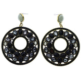 Mi Amore Antiqued Drop-Dangle-Earrings Black/Gold-Tone