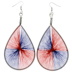 Mi Amore String Art Dangle-Earrings Red/Blue