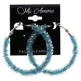Mi Amore AB Finish Hoop-Earrings Blue/Silver-Tone