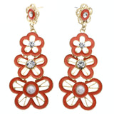 Mi Amore Flower Drop-Dangle-Earrings Orange/Gold-Tone