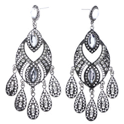 Mi Amore Antiqued Drop-Dangle-Earrings Silver-Tone