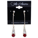 Mi Amore Drop-Dangle-Earrings Silver-Tone/Red