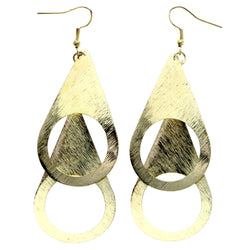 Mi Amore Textured Dangle-Earrings Gold-Tone