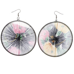Mi Amore String Art Flower Dangle-Earrings Multicolor & Silver-Tone