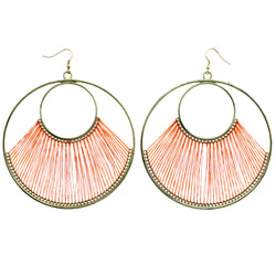 Mi Amore String Art Dangle-Earrings Orange/Gold-Tone