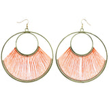 Mi Amore String Art Dangle-Earrings Orange/Gold-Tone