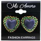 Mi Amore Heart Post-Earrings Green/Gold-Tone
