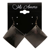 Mi Amore Textured Dangle-Earrings Dark-Silver