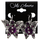 Mi Amore Butterfly Dangle-Earrings Silver-Tone/Purple