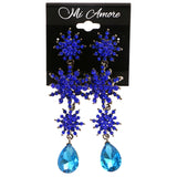 Mi Amore Flower Drop-Dangle-Earrings Blue/Dark-Silver