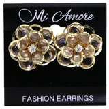 Mi Amore Flower Post-Earrings Peach/Gold-Tone