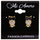 Mi Amore Owl Post-Earrings Gold-Tone/Black