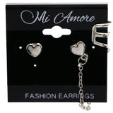 Mi Amore Heart Ear Cuff Post-Earrings Silver-Tone