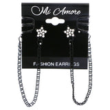 Mi Amore Star Ear Cuff Post-Earrings Black & Silver-Tone