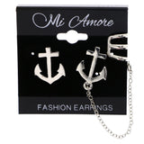 Mi Amore Nautical Anchor Ear Cuff Post-Earrings Silver-Tone