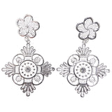 Mi Amore Flower Drop-Dangle-Earrings Silver-Tone