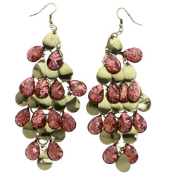 Mi Amore Antiqued Chandelier-Earrings Red/Gold-Tone