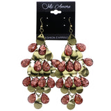 Mi Amore Antiqued Chandelier-Earrings Red/Gold-Tone