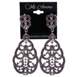 Mi Amore AB Finish Drop-Dangle-Earrings Purple/Silver-Tone