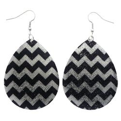 Mi Amore Chevron Dangle-Earrings Silver-Tone/Black