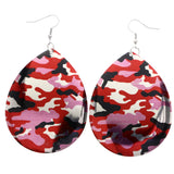 Mi Amore Camo Dangle-Earrings Red/Silver-Tone