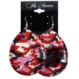 Mi Amore Camo Dangle-Earrings Red/Silver-Tone