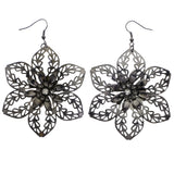 Mi Amore Flower Dangle-Earrings Dark-Silver