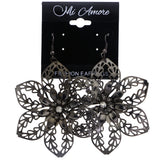 Mi Amore Flower Dangle-Earrings Dark-Silver