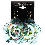 Mi Amore Snake Skin Print Flower Dangle-Earrings Blue & Multicolor