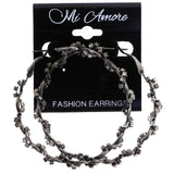 Mi Amore Hoop-Earrings Dark-Silver/White